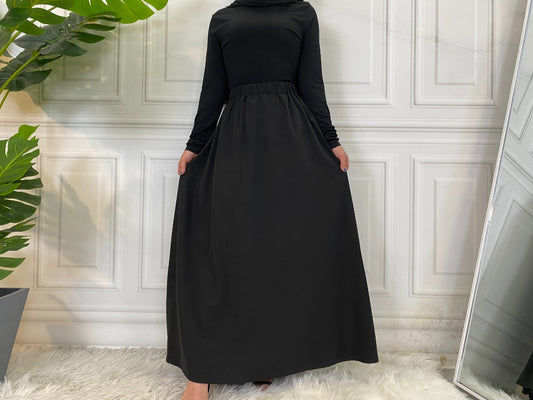 Black elastic waist skirt